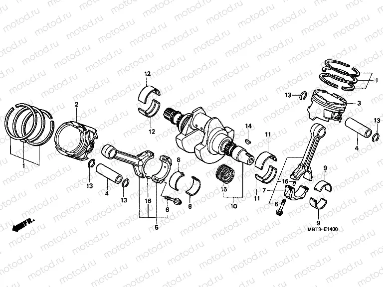 E-14 CRANKSHAFT / PISTON
