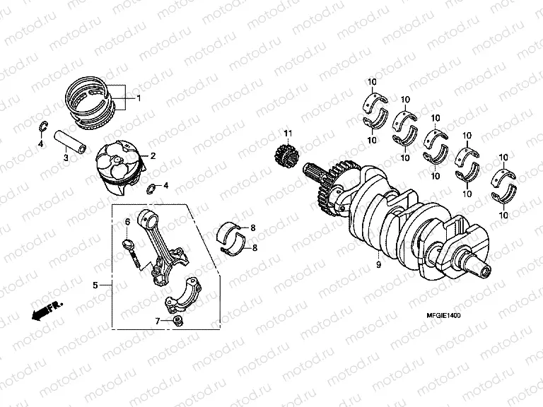 E-14 CRANKSHAFT / PISTON