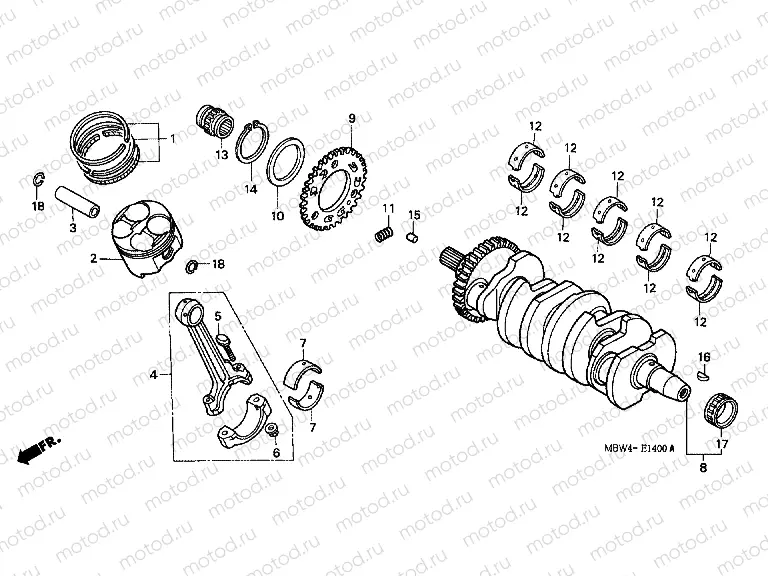 E-14 CRANKSHAFT / PISTON