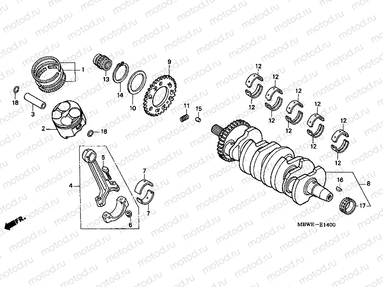 E-14 CRANKSHAFT / PISTON