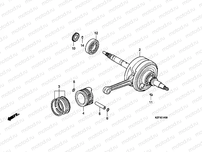 E-14 CRANKSHAFT / PISTON