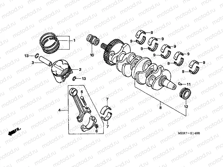 E-14 CRANKSHAFT / PISTON (CBF600S6 / SA6 / N6 / NA6)