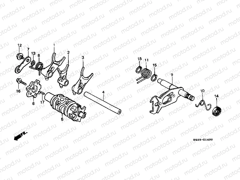 E-14 TRANSMISSION DRUM / CLUTCH FORK (1)