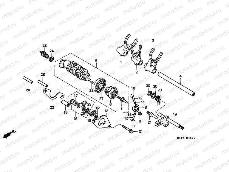E-14 TRANSMISSION DRUM / CLUTCH FORK