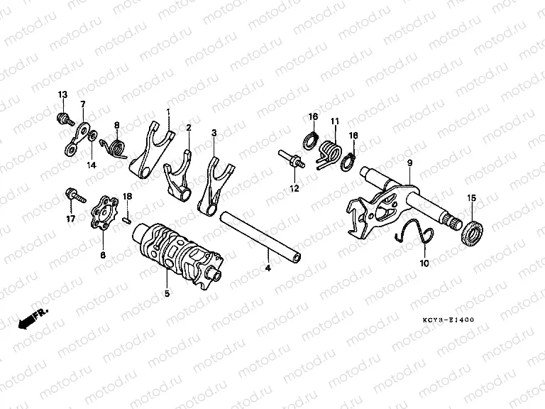 E-14 TRANSMISSION DRUM / CLUTCH FORK