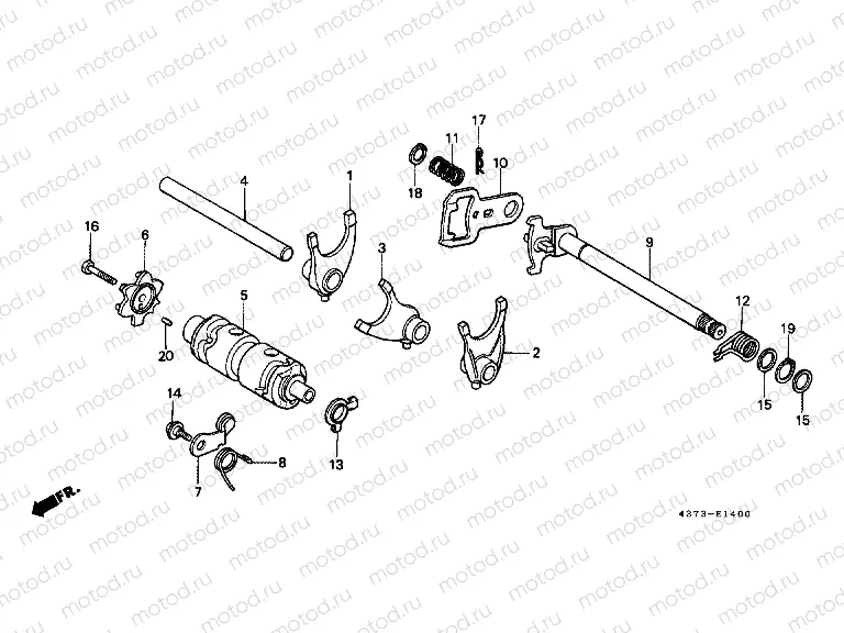 E-14 TRANSMISSION DRUM / CLUTCH FORK