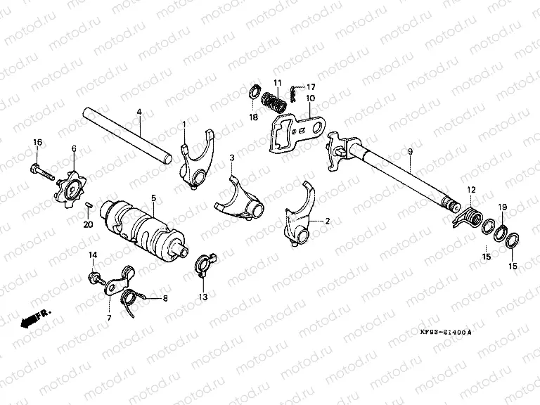 E-14 TRANSMISSION DRUM / CLUTCH FORK