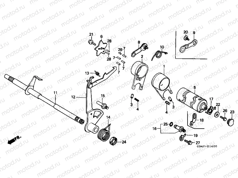 E-14 TRANSMISSION SWITCH FORK / GEARBOX DRUM