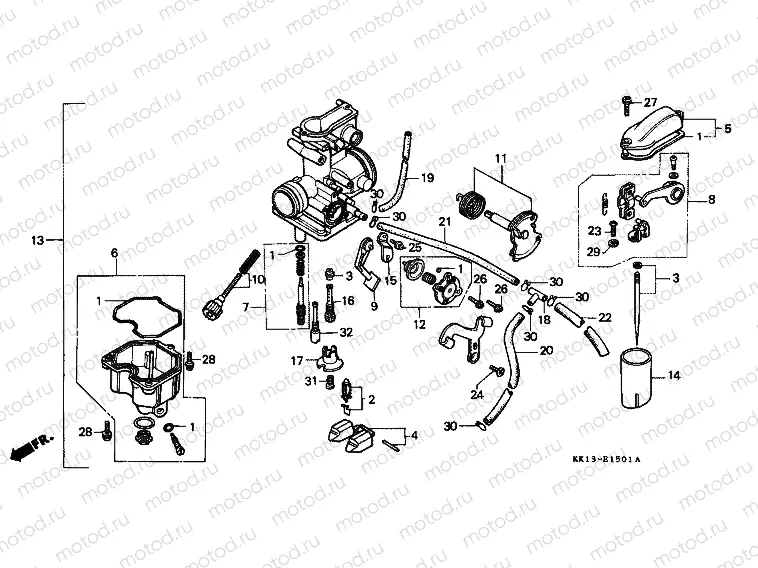 E-15-1 CARBURETOR (XR250RG / RH / RJ / RK / RL / RM)