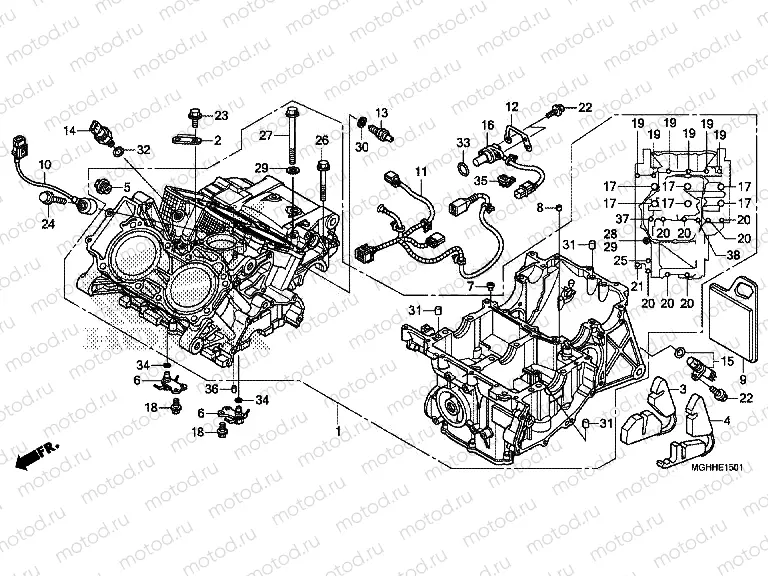 E-15-1 CRANKCASE (VFR1200XD / XDA / XDS)