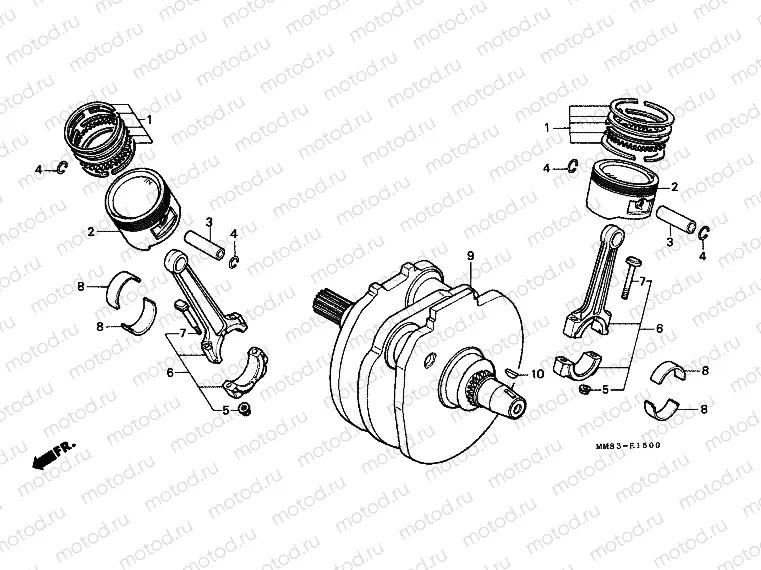 E-15 CRANKSHAFT / PISTON