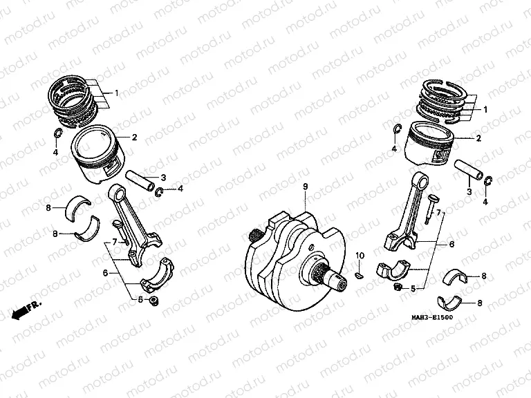 E-15 CRANKSHAFT / PISTON