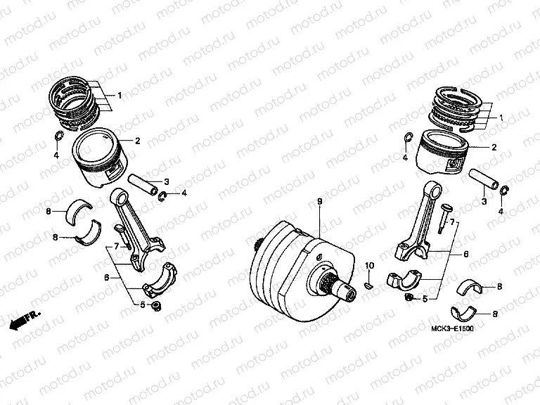 E-15 CRANKSHAFT / PISTON