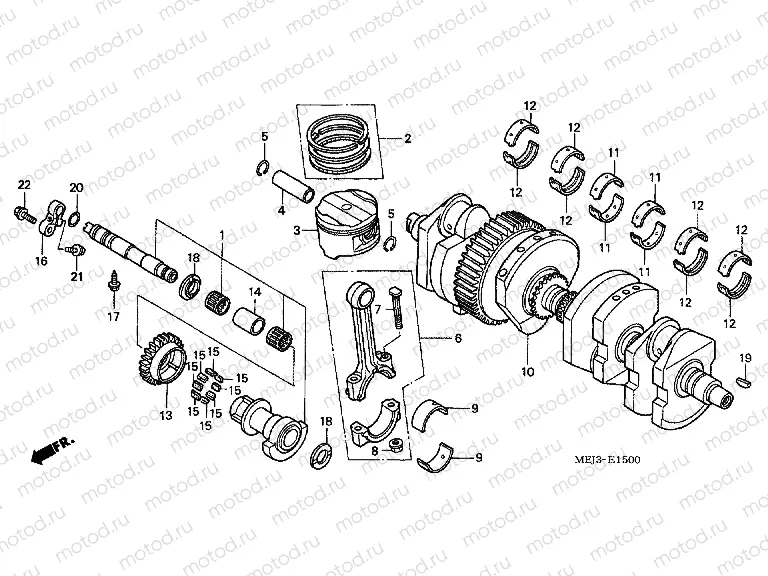 E-15 CRANKSHAFT / PISTON