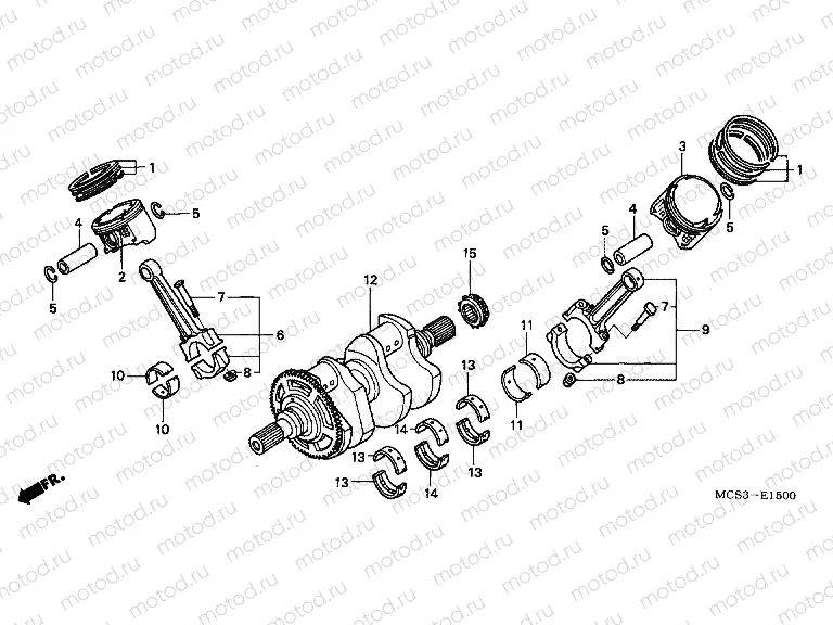 E-15 CRANKSHAFT / PISTON