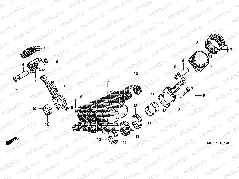 E-15 CRANKSHAFT / PISTON