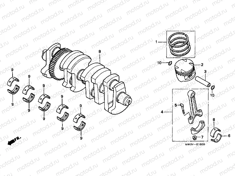 E-15 CRANKSHAFT / PISTON