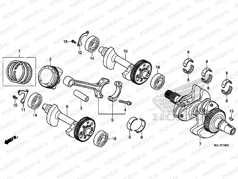 E-15 CRANKSHAFT / PISTON