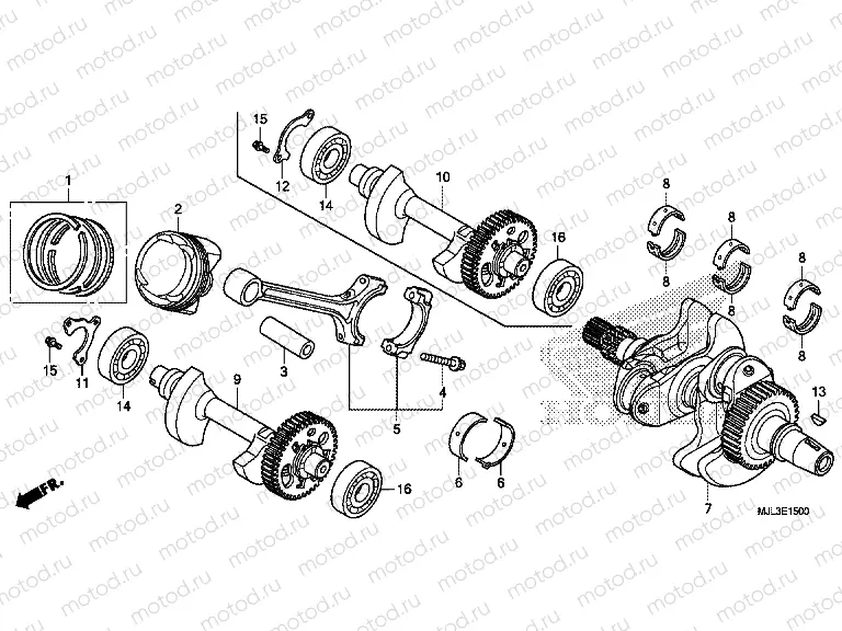 E-15 CRANKSHAFT / PISTON
