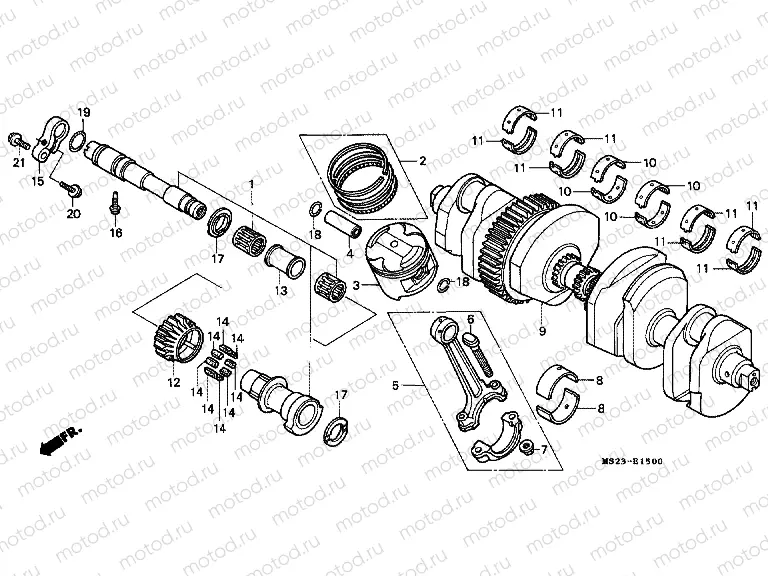 E-15 CRANKSHAFT / PISTON