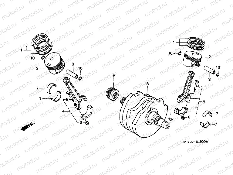E-15 CRANKSHAFT / PISTON