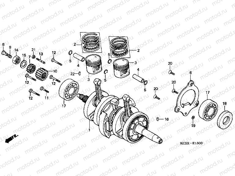 E-15 CRANKSHAFT / PISTON