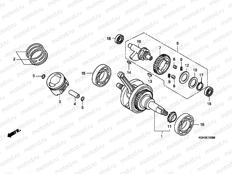 E-15 CRANKSHAFT / PISTON
