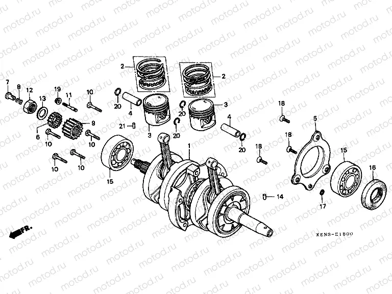 E-15 CRANKSHAFT / PISTON