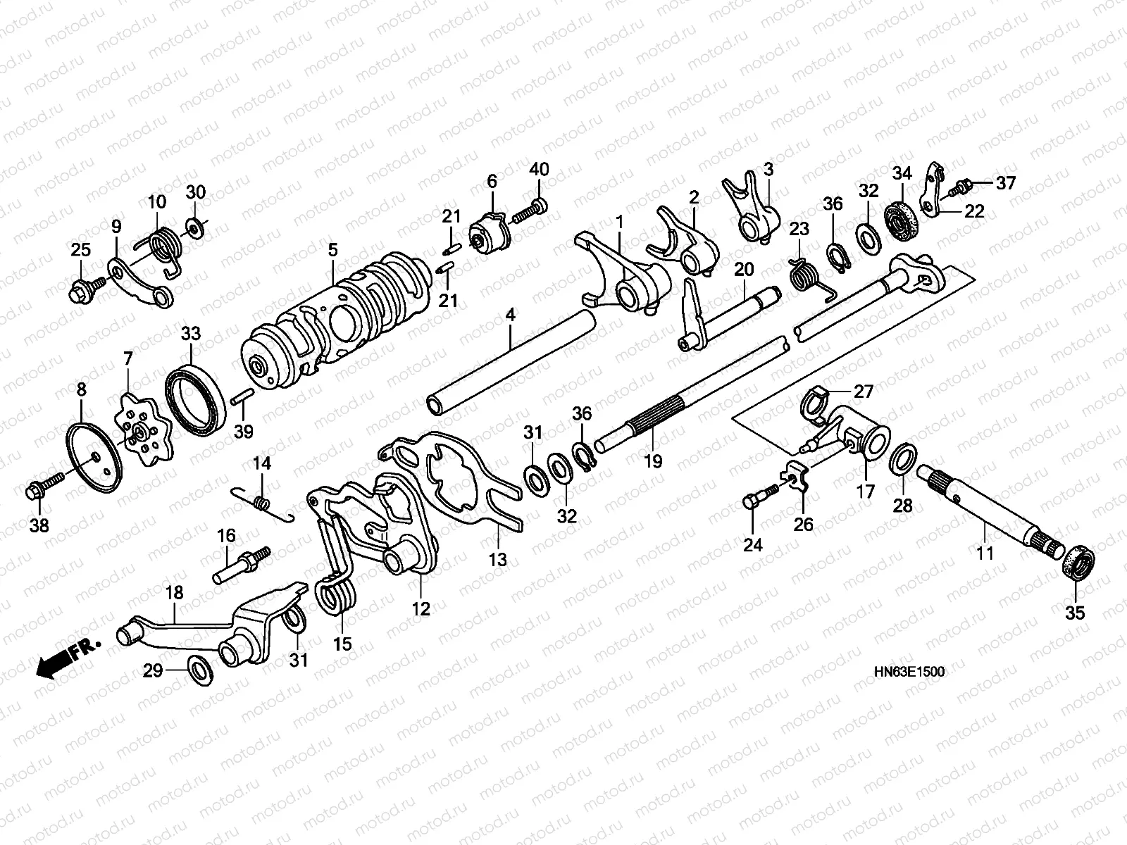 E-15 GEARSHIFT DRUM (TRX250EX1/2)