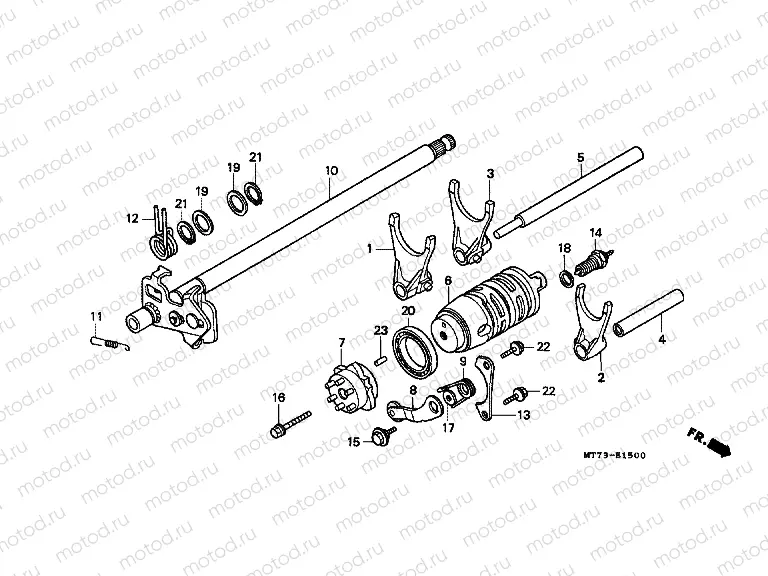 E-15 TRANSMISSION DRUM / CLUTCH FORK