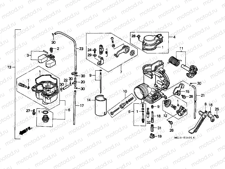 E-16-1 CARBURETOR (XR600RJ / RK / RL / RM / RN)