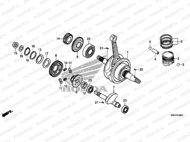 E-16-1 CRANKSHAFT / PISTON (XR150LEK)