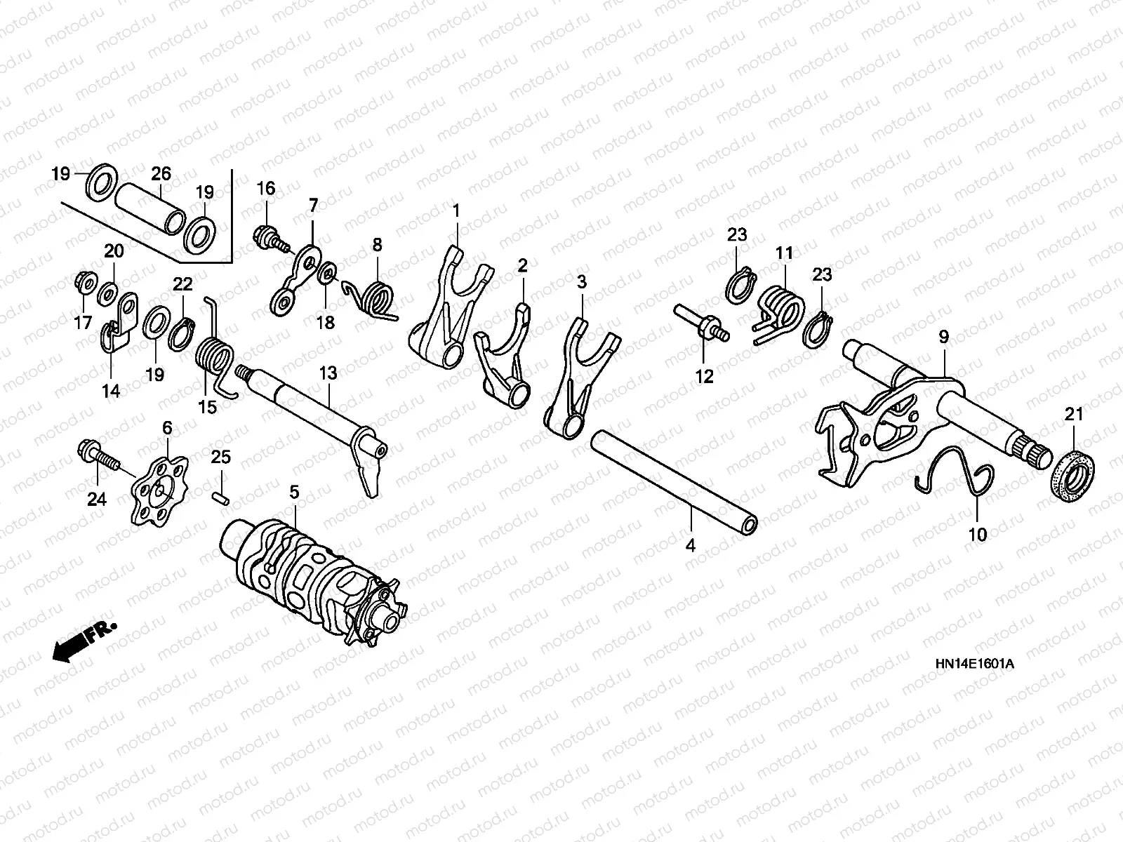 E-16-1 SHIFT DRUM/SHIFT FORK (TRX400EX5,6)