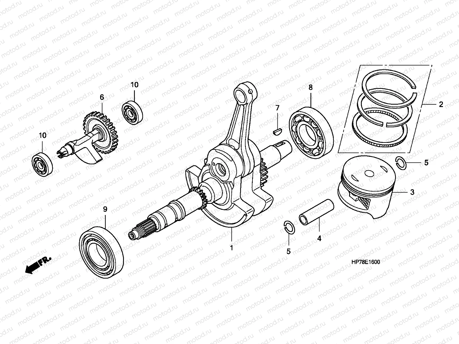 E-16 CRANK SHAFT/PISTON