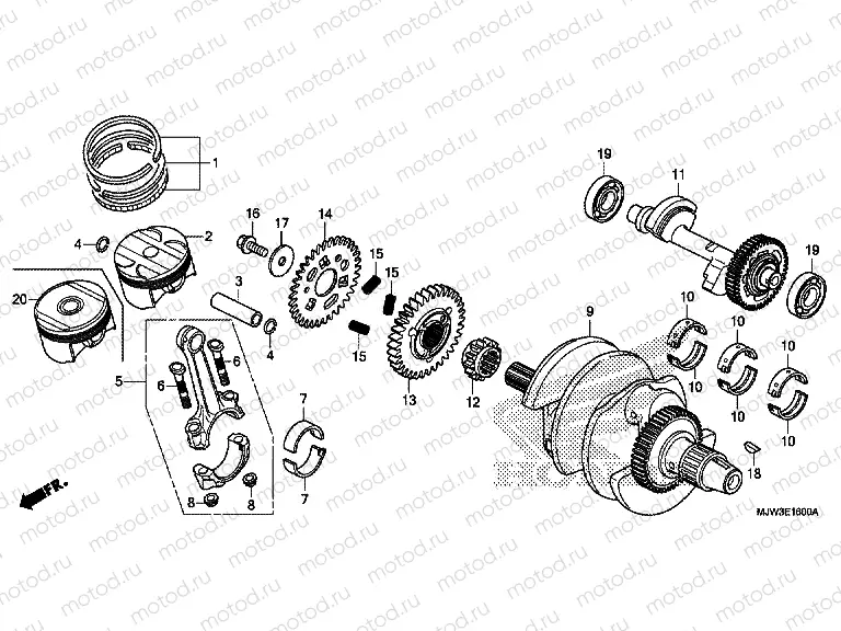 E-16 CRANK SHAFT/PISTON