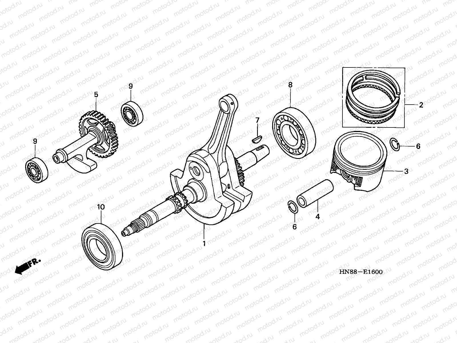 E-16 CRANK SHAFT/PISTON