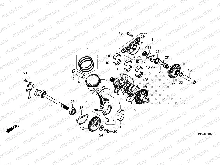 E-16 CRANKSHAFT & PISTON