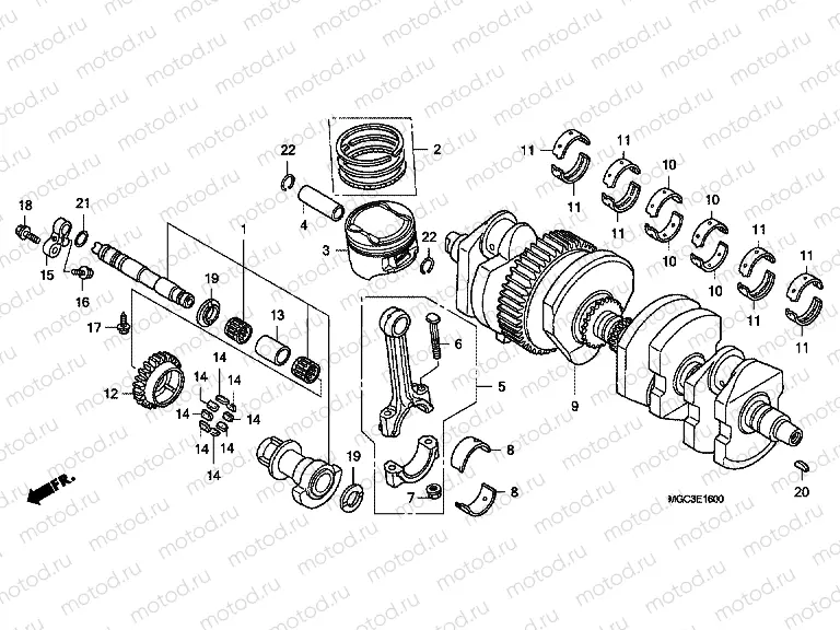 E-16 CRANKSHAFT / PISTON
