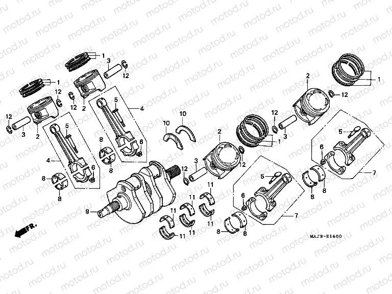 E-16 CRANKSHAFT / PISTON