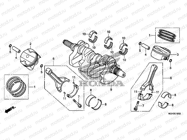 E-16 CRANKSHAFT / PISTON