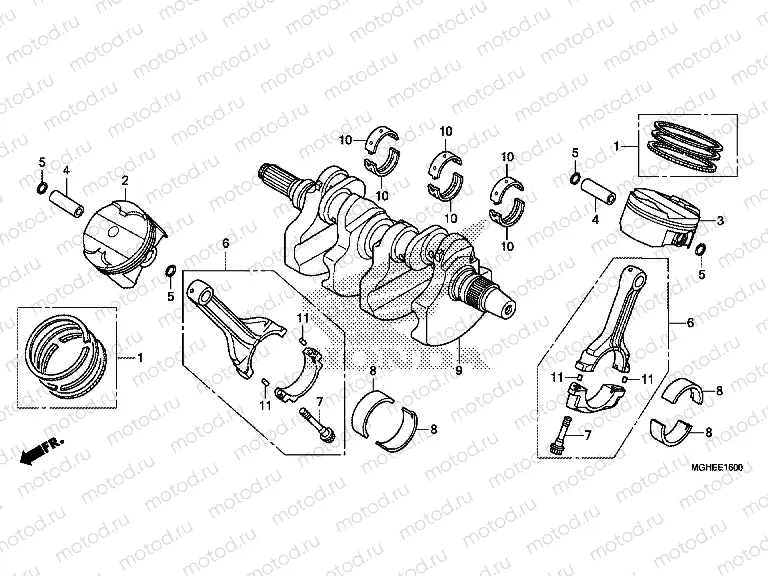 E-16 CRANKSHAFT / PISTON