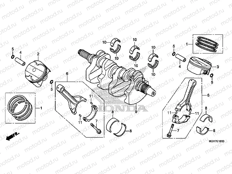 E-16 CRANKSHAFT / PISTON