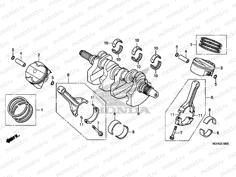 E-16 CRANKSHAFT / PISTON