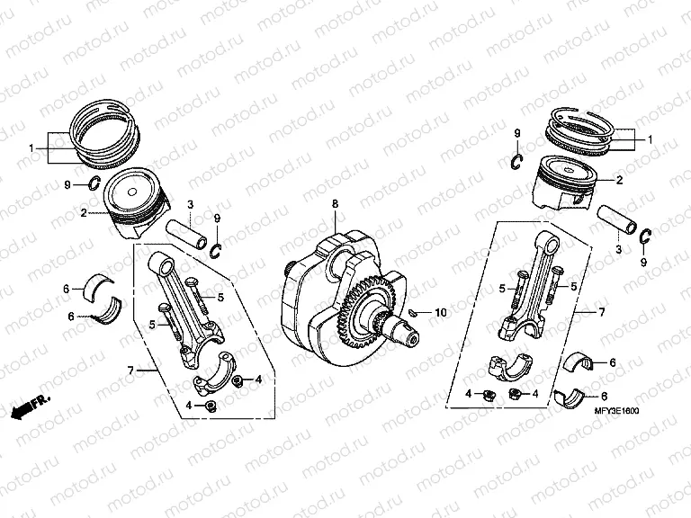 E-16 CRANKSHAFT / PISTON