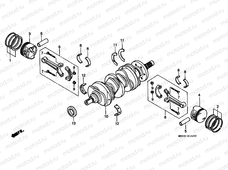 E-16 CRANKSHAFT / PISTON