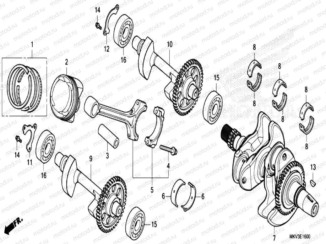 E-16 CRANKSHAFT & PISTON