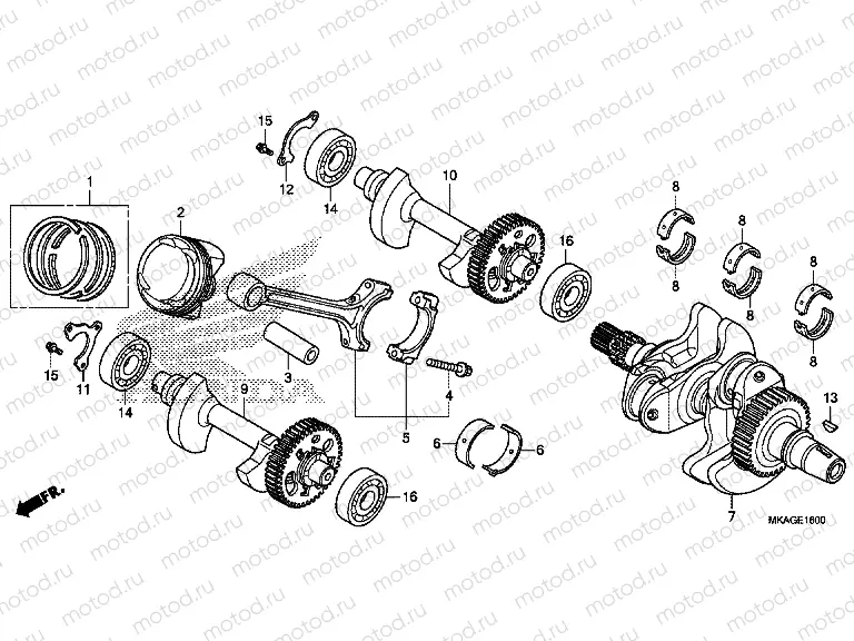 E-16 CRANKSHAFT / PISTON