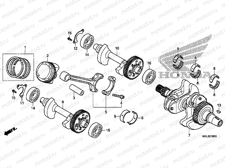 E-16 CRANKSHAFT & PISTON