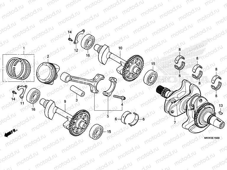 E-16 CRANKSHAFT & PISTON