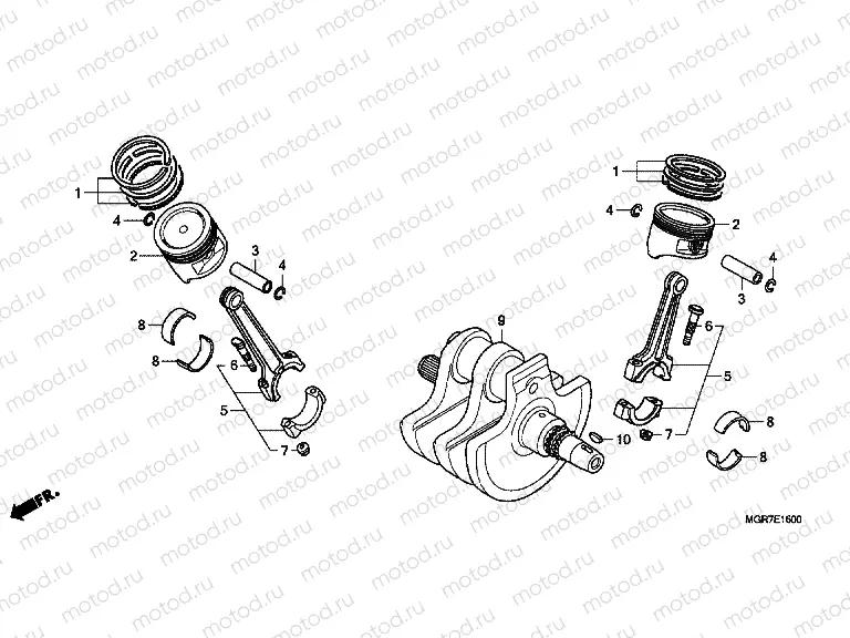 E-16 CRANKSHAFT / PISTON